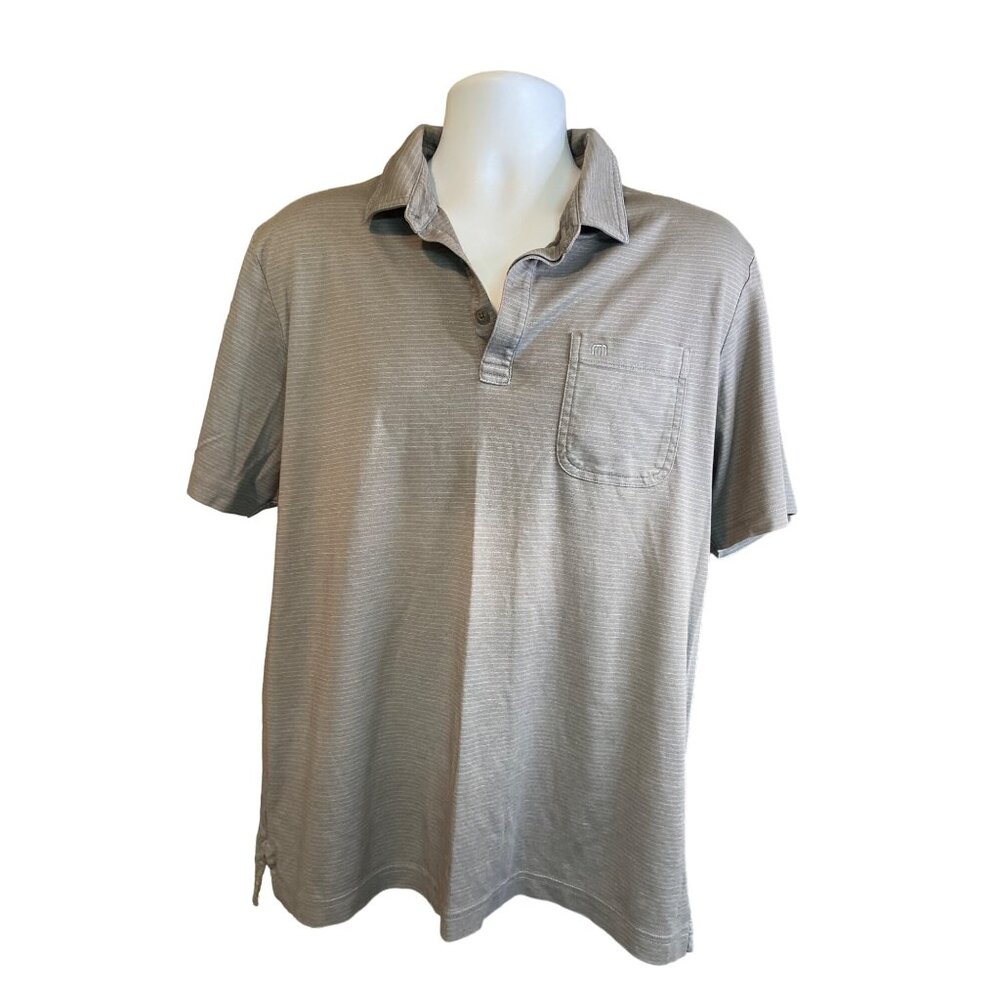 Travis Mathew Mens Polo Shirt Large Gray Pima Callaway Logo Short Sleeve Golf